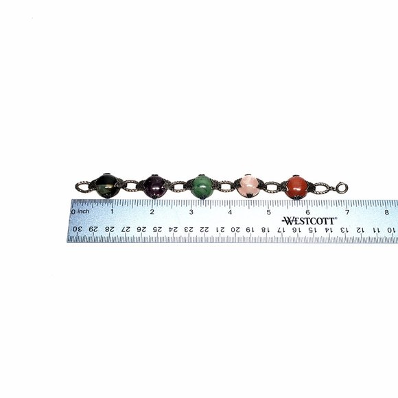 Sterling Silver Multi-Stone Link Bracelet #7493 - Picture 7 of 7